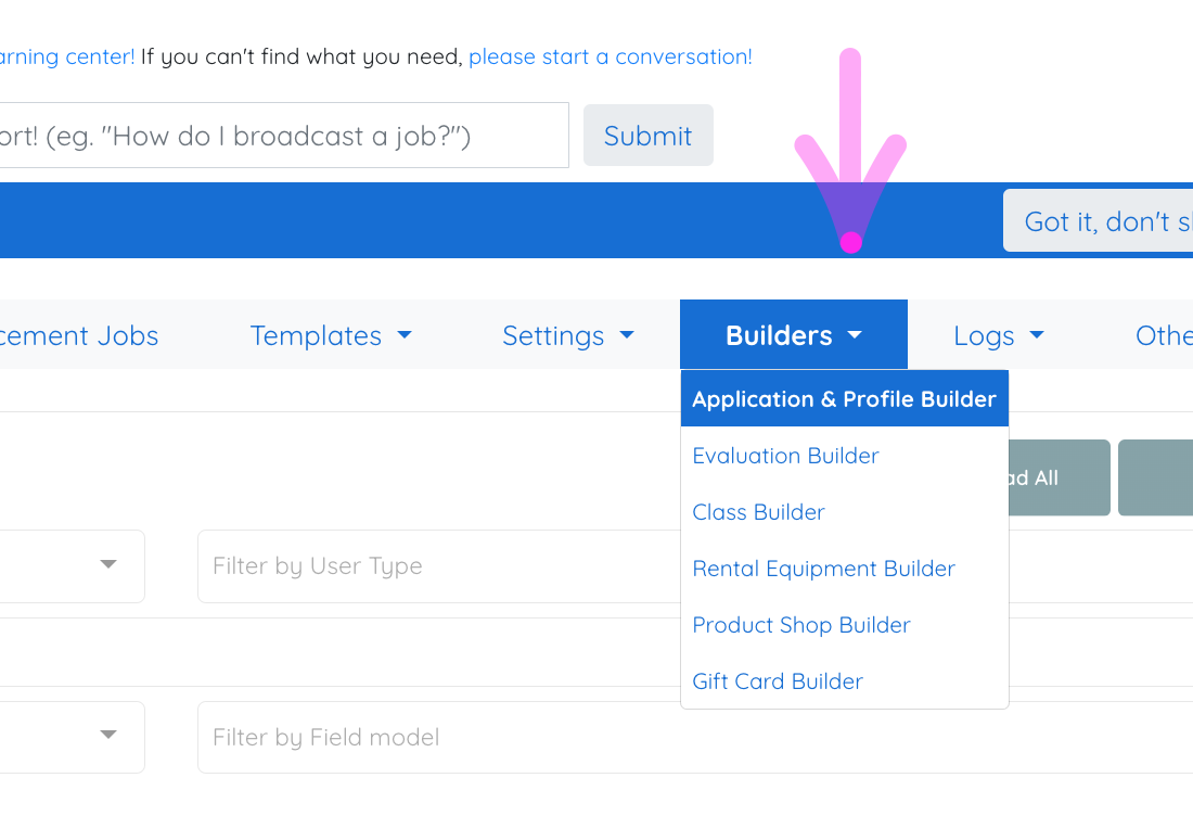 Show Placement Jobs to Select Candidate Types